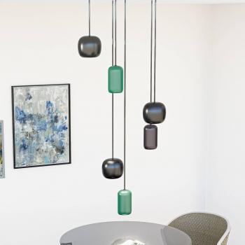 Lámpara colgante redonda negra Narion de 6 luces metálica regulable para salón y comedor