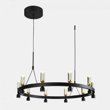 Lámpara colgante moderna Almelo Negro, dorado, tipo: colgante LED moderno, características: color negro y dorado, temperatura de color blanco cálido 3000K, luminosidad 2920lm