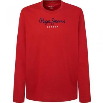 Camiseta de Hombre Pepe Jeans Eggo Larga Roja con Logo Estampado - XXL