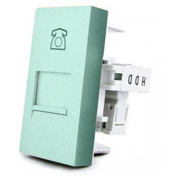 Conector Teléfono RJ11 verde para mecanismo de empotrar LEDBOX
