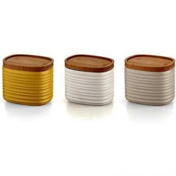 Guzzini Tierra - Juego de 3 tarros Post Consumed Recycled de poliéster, bambú, Multicolor, 02