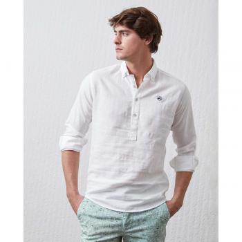 Camisa Altonadock blanca manga larga para hombre