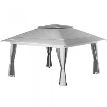 Carpa Plegable Gris Claro 4 x 4 m con Protección contra Mosquitos, Impermeable y UV 50+, Ideal para Fiestas en Jardín Exterior