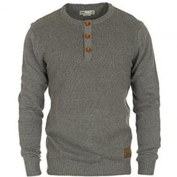 !Solid Terrance Jersey De Punto Suéter para Hombre con Cuello Redondo, tamaño:M, Color:Grey Melange