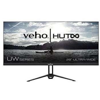 Monitor UltraWide Veho UW-29 de 29 con resolución 2560 x 1080, tecnología LED y soporte VESA. Auriculares con micrófono Veho Z-3, cableados, color azul