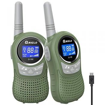 QNIGLO Q168Plus+ Walkie Talkie Niños Recargable USB,Comunicación Bidireccional 8 Canales,Buen Ayudante para Acampar en Bicicleta Senderismo,Regalo Festivo de moda para Niños de 3-12 años