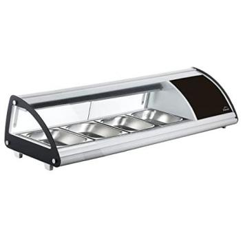 Vitrina Expositora Refrigerada Lacor de Cristal y Acero Inoxidable, Capacidad 4xGN 1/3, Potencia 160 W, Termostato Regulable de 0ºC a 12