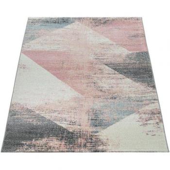 Alfombra De Pelo Corto Diseño Geométrico Multicolor 240x340 cm Colorida Abstracta Colores Pastel