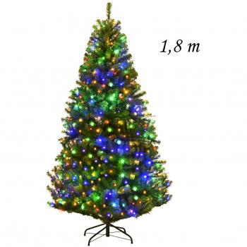 Árbol de Navidad Artificial Costway 1,8m con Soporte y Cadena de Luces LED (350 luces, 1000 puntas, PVC) para Decoración en Navidad y Fiestas