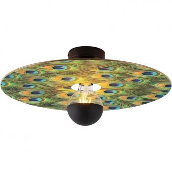 Plafón moderno negro de tela con diseño de pavo real, 45 cm, compatible con LED, max. 1 x 60W - COMBI