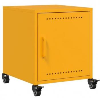 Mesita de Noche Acero Amarillo Mostaza 36x39x43,5 cm vidaXL