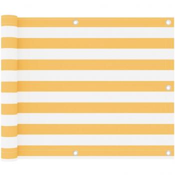 vidaXL Toldo para balcón tela oxford blanco y amarillo 75x400 cm