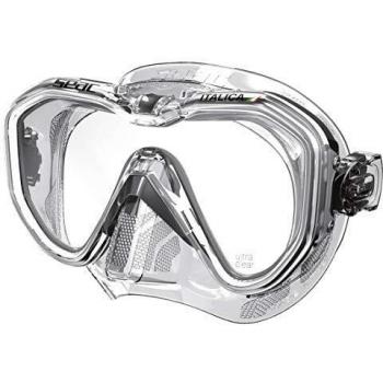 SEAC Italica Máscara Sola Lente para Buceo Profesional, recreativo y Snorkeling, Adultos Unisex, Transparente/Negro, Regular Fit