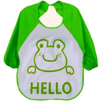 Feitong Cute Kids niños de plástico translúcido suave bebé impermeable baberos para bebébaby impermeable para niños, estampados divertidos verde verde