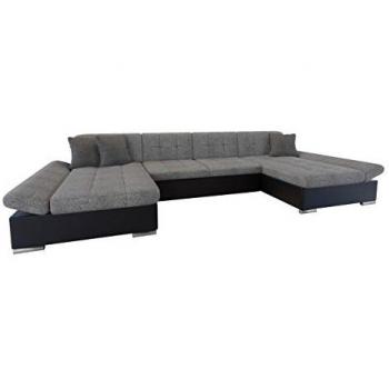 Sofá rinconero Comfivo 168 con función de descanso, caja de ropa de cama, dimensiones 360x160x75cm, tapizado en Eco cuero Soft 011 y Lux 05 + Lux 06