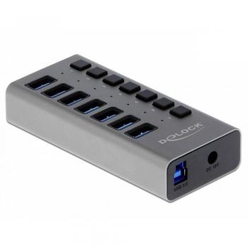 DeLOCK 63669 Concentrador Externo SuperSpeed USB 3.2 Gen 1 (3.1 Gen 1) Type-B con 7 Puertos, Velocidad de Transferencia de Datos de hasta 5000 M