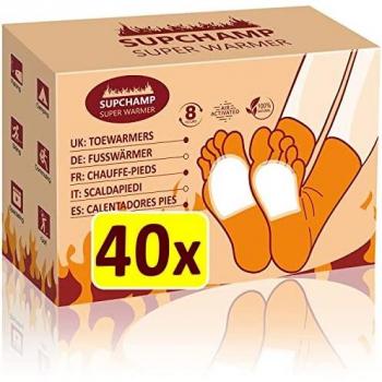 Supchamp Calentadores de Pie - 10 o 40 Pares - Calentadores de Dedos - Adhesivo y Desechables - 8 Horas de Calor…