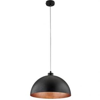 Lámpara de Suspensión Industrial 1 Luz Marcus en Hierro Lacado Negro y Cobre Diámetro 35 cm