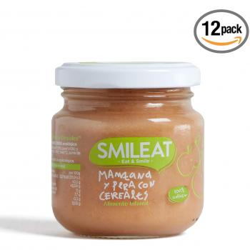 Smileat - Tarritos Ecológicos de Frutas, Ingredientes Naturales, para Bebés desde 4 Meses, Sano y Saludable, sin Gluten, Sabor a Manzana, Pera y Cereales - Pack de 12 x 130 g = 1560 g