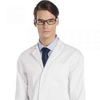 Bata de Laboratorio Dr. James Unisex, Corte Clásico, Bolsillos para Teléfono Inteligente y Tabletas DR2-2XS