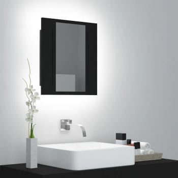 Armario de Baño con Espejo y Luz LED Rimini Negro 45x40x12 cm