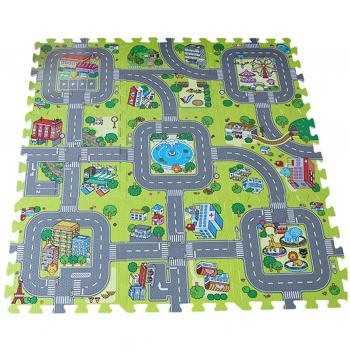 V-SOL Alfombra Infantil para Jugar Niños y Bebés Diseño de Ciudad Verde