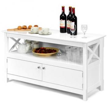 Contemporary White Free Standing Wooden TV Stand Console for 50 TVs