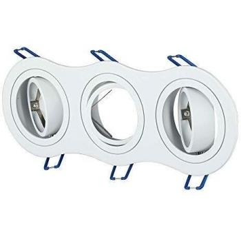 Portafaretto Empotrable LED Triple Redondo Blanco para 3 Bombillas GU10 y GU5.3 Orientable