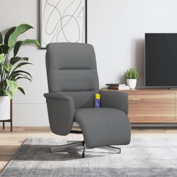 Sillón reclinable de masaje con reposapiés en tela gris oscuro Vidaxl