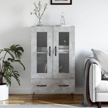 Aparador alto de hormigón gris y madera multicapa 69,5x31x115 cm