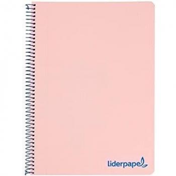 Cuaderno espiral liderpapel a5 micro wonder tapa plastico 120h 90g cuadro 5mm 5 bandas 6 taladros color rosa