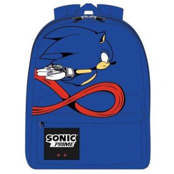 Mochila Escolar Sonic Prime Azul 32 x 12 x 42 cm - Cierre de Cremallera - Asa Ajustable - Mochila Resistente y Duradera - Producto Original Diseñado en España