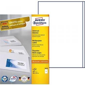 Avery-Zweckform Universal Labels, White 200x297mm