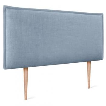 Cabecero Tapizado de Lino Natural Azul con Ribete y Patas para Cama 70/80 cm - Diseño Moderno 80x105 cm