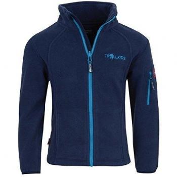 Trollkids Chaqueta de Polar para Niños Arendal, Color Azul Marino/Verde Claro Talla 4 años