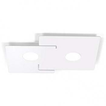 Plafón cuadrado blanco 2 bombillas Kolarz SQUARE - Lámpara de techo montada en superficie Lifestyle - Acabado blanco, 2x GX53, longitud 44 cm, metal