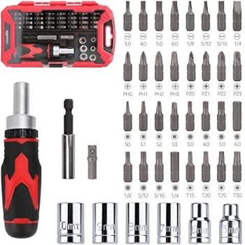 Amazon Basics - Juego de destornillador de carraca magnético, 41 piezas