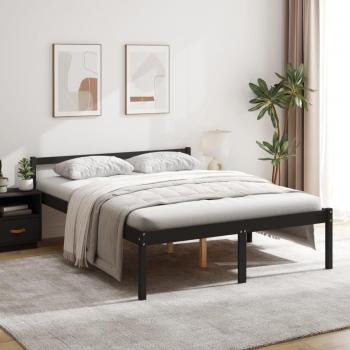 Cama para ancianos 150x200 cm King en madera maciza de pino negra