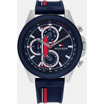 Tommy Hilfiger - Reloj de hombre Clark 1792083 con correa de silicona azul marino y funciones multifunción.