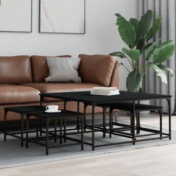 Mesas apilables 5 piezas de madera negra multicapa
