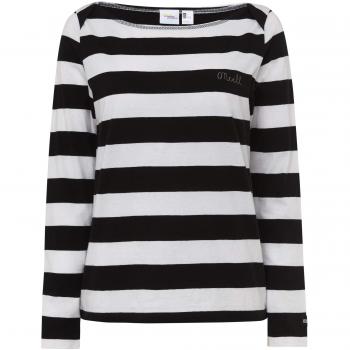O'Neill LW Essential Striped L/Slv Camiseta Manga Larga para Mujer, Black AOP w/White, XS
