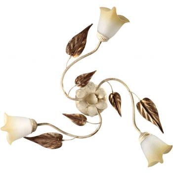 Plafón VANDA 3 Luz Cristal, Metal Marfil