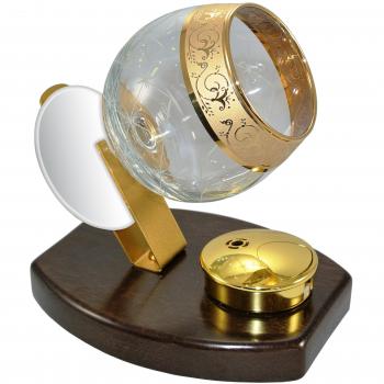 Cowa 600100-Juego de calienta Copas para Brandy, Cognac y armañac, Cristal, Dorado y wengué, Centímetros