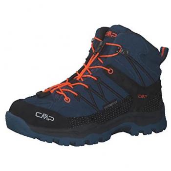 CMP Rigel Mid Waterproof Hiking Boots for Kids - Unisex, Dusty Blue/Flash Orange