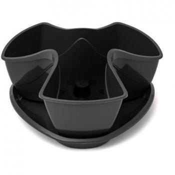 Pot de fleur rectangulaire originale systeme interne Coubi graphite H 14 cm