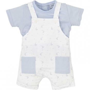 Conjunto de bebé dos piezas camiseta y peto con estampado en color arena