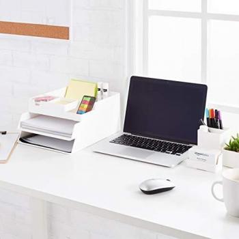 Amazon Basics Organizador de plástico, portabolígrafos, blanco