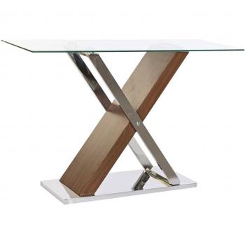 Consola de Acero y Cristal Transparente 120x40x75 cm