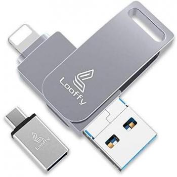 Looffy Pen Drive Memoria USB 32GB para iPhone Pendrive USB 3.0 Flash Drive para iPhone iPad iOS Android Móvil Tableta PC Macbook 4 en 1