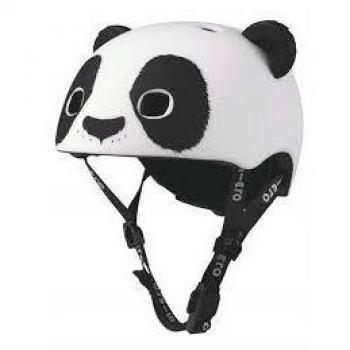Casco Micro Panda 3D LED Infantil Blanco y Negro con Diseño de Oso, Tamaño M